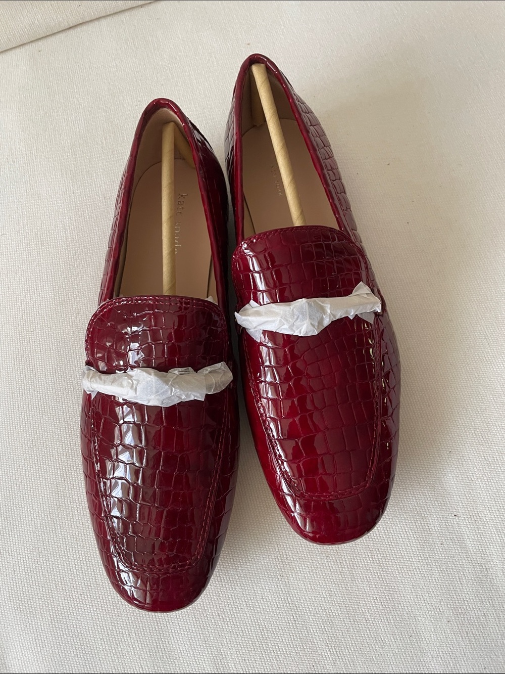 kate spade Burgundy Croc-Embossed Leather Loafers - Men